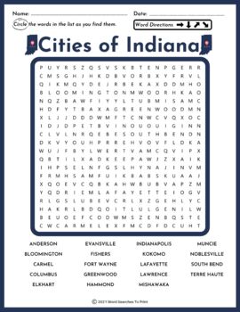 Cities Of Indiana Word Search Puzzle Worksheet No Prep Activity My XXX Hot Girl