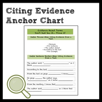Citing Evidence Anchor Chart by Middle School Writer | TpT