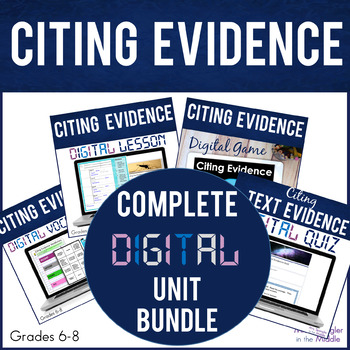 Preview of Citing Evidence DIGITAL Bundle - Vocabulary, Guided Notes, Practice Game , Quiz