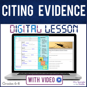 Preview of Citing Evidence DIGITAL Leveled Guided Notes with Embedded Video - Middle School