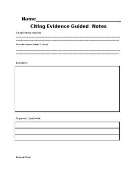 Preview of Citing Evidence Guided Notes