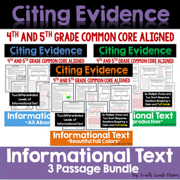 Preview of Citing Evidence: Informational Text Dependent Questions Season Bundle