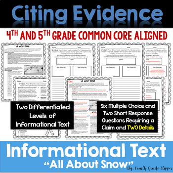 Preview of Citing Evidence: Informational Text Dependent Questions Two Details (Winter)