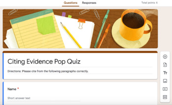 Preview of Citing Evidence Pop Quiz