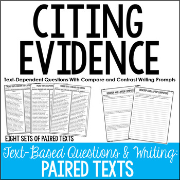 Preview of Citing Evidence Practice | Text Based Writing (Compare and Contrast)