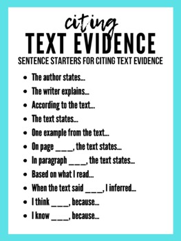 evidence sentence starters for essays