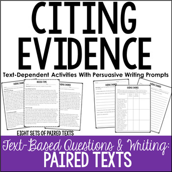 Preview of Citing Evidence Practice | Text Based Writing (Persuasive)
