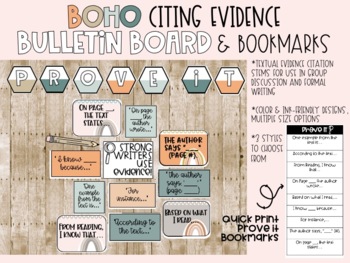 Preview of Citing Evidence - Text Evidence Bulletin Board & Boomarks - BOHO