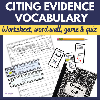 Preview of Citing Evidence Vocabulary with Word Wall and Dominoes Game