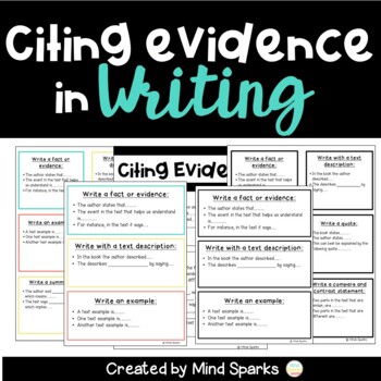 Preview of Citing Evidence  in Writing (Sentence Starters)