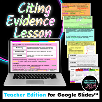 Preview of Citing Evidence with Quoting and Paraphrasing Mini-Lesson | TEACHER EDITION