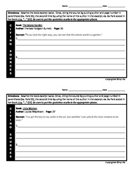 Citing Sources Practice Worksheets by TAZ | Teachers Pay Teachers