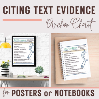 Preview of Citing Text Evidence Anchor Chart