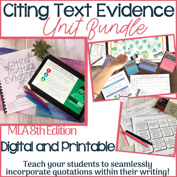 Preview of Citing Text Evidence BUNDLE & Citing Evidence Game - Distance Learning