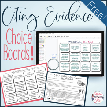 Preview of Citing and Embedding Text Evidence Choice Board Assessments