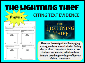 Preview of Citing Text Evidence - Percy Jackson: The Lightning Thief, Chapter 7