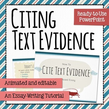 Preview of Citing Text Evidence – PowerPoint with Student Reference Sheet