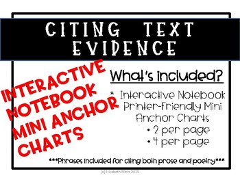 MINI Anchor Charts: Text Evidence