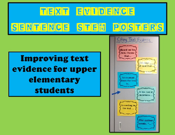 Preview of Citing Text Evidence Sentence Stem Posters