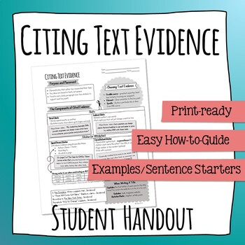 Preview of Citing Text Evidence Student Reference Sheet