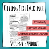 Citing Text Evidence Student Reference Sheet