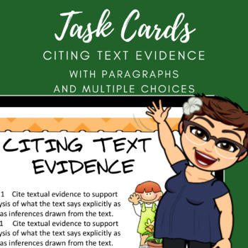 Preview of Citing Text Evidence Task Cards