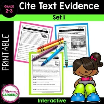 Preview of Citing Text Evidence Worksheets Claim Evidence Practice {Set 1}