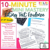 Citing Text Evidence Mini-Lesson, PowerPoint