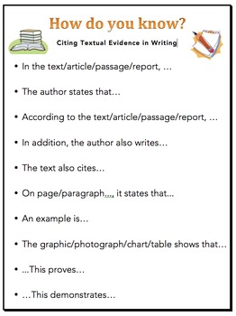 source definition ELA textual evidence definition