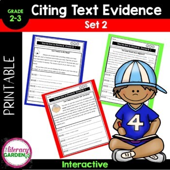 Preview of Citing Text Evidence Worksheets Claim Evidence  {Set 2}