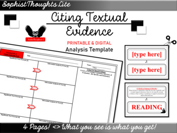 Preview of Citing and Analyzing Textual Evidence Common Core Graphic Organizer