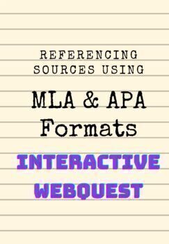 Preview of Citing references using MLA and APA mini-lesson interactive webquest