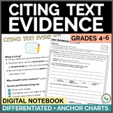 Citing Text Evidence Worksheets & Anchor Charts Citing Tex
