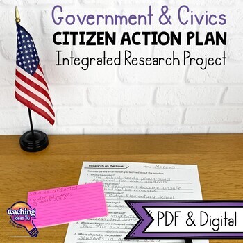 Preview of Citizen Action Plan Community Research Writing Unit Civics