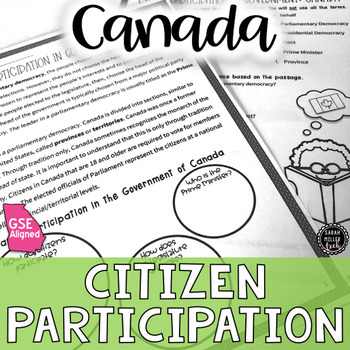 Preview of Citizen Participation in Government Canada Reading Activity (SS6CG2, SS6CG2a)