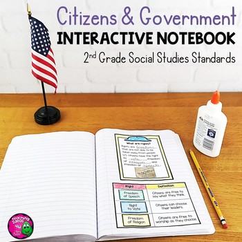 Preview of Citizens & Government Interactive Notebook for 2nd Grade Social Studies Civics