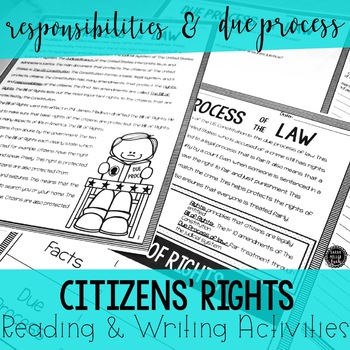 Preview of Citizens' Rights Reading & Writing Activity (SS5CG1, SS5CG1a, SS5CG1b)