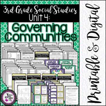 Preview of 3rd Grade Social Studies / Unit 4 / Governing Communities / Printable & Digital