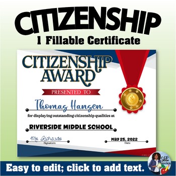 Preview of Citizenship Certificate/Award  5