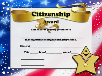 citizenship virtue king certificates theme stars preview