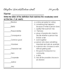 Preview of Citizenship Ch. 7 Study Guide and Test