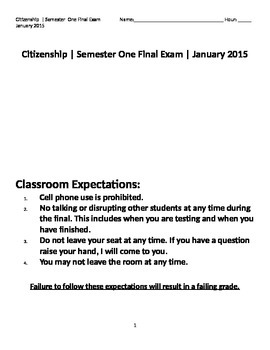 Preview of Citizenship (Civics) Final Exam (English)