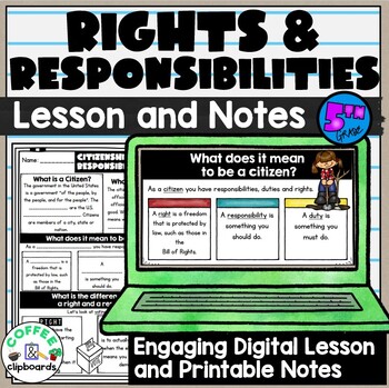 Preview of Citizenship, Rights and Responsibilities Digital PPT Lesson and Notes (SS5CG1)