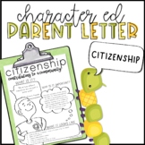 Citizenship Parent Letter | Character Education | SEL | Pa