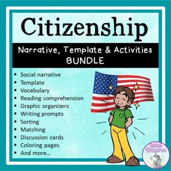 Preview of Citizenship - Social Narrative, Template and Activities BUNDLE