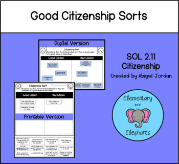 Preview of Citizenship Sorts for 2nd Grade