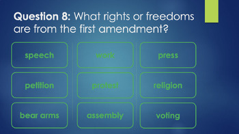 Preview of Citizenship Test- Interactive Powerpoint