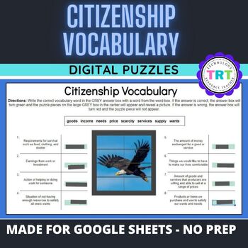 Preview of Citizenship Vocabulary Digital Review Activity
