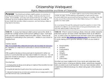 Preview of Citizenship Webquest