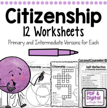 Preview of Citizenship Worksheet Set of 12 | Character Counts